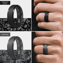 Load image into Gallery viewer, Egnaro Inner Arc Ergonomic Breathable Design, Silicone Rings Mens with Half Sizes, 7 Rings / 4 Rings / 1 Ring Rubber Wedding Bands, 8.5mm Wide-2mm Thick