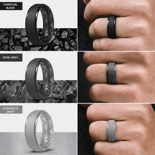 Load image into Gallery viewer, Egnaro Inner Arc Ergonomic Breathable Design, Silicone Rings Mens with Half Sizes, 7 Rings / 4 Rings / 1 Ring Rubber Wedding Bands, 8.5mm Wide-2mm Thick