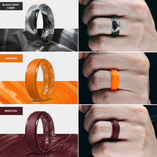 Load image into Gallery viewer, Egnaro Inner Arc Ergonomic Breathable Design, Silicone Rings Mens with Half Sizes, 7 Rings / 4 Rings / 1 Ring Rubber Wedding Bands, 8.5mm Wide-2mm Thick