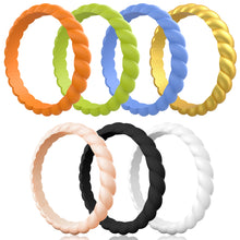 Load image into Gallery viewer, Egnaro Silicone Wedding Ring for Women,Seamless Thin and Stackble Braided Rubber Wedding Bands Rubber Rings for Women