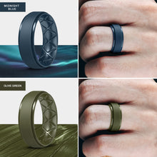 Load image into Gallery viewer, Egnaro Inner Arc Ergonomic Breathable Design, Silicone Rings Mens with Half Sizes, 7 Rings / 4 Rings / 1 Ring Rubber Wedding Bands, 8.5mm Wide-2mm Thick