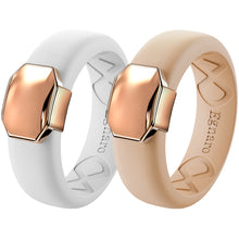 Load image into Gallery viewer, Egnaro Silicone Wedding Bands for Women, Inner Arc Ergonomic Breathable Design Womens Silicone Wedding Ring with Metal Plate, 4mm Width Rubber Wedding Bands Women with Metal Plate, No-Toxic,Skin Safe