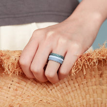 Load image into Gallery viewer, Egnaro Silicone Ring Women, Stackable Braided Rings for Women, Breathable Inner Arc Rubber Rings Women, Unique Design Silicone Wedding Bands Women