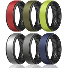 Load image into Gallery viewer, Egnaro Silicone Rings for Men 1/4/6 Multipack of Breathable Mens Silicone Rubber Wedding Rings Bands - Step Edge