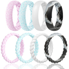 Load image into Gallery viewer, Egnaro Silicone Wedding Bands Women, Inner Arc Ergonomic Breathable Design Silicone Rubber Wedding Bands Rubber Rings for Women