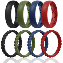 Load image into Gallery viewer, Egnaro Silicone Wedding Bands Women, Inner Arc Ergonomic Breathable Design Silicone Rubber Wedding Bands Rubber Rings for Women