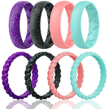 Load image into Gallery viewer, Egnaro Silicone Wedding Bands Women, Inner Arc Ergonomic Breathable Design Silicone Rubber Wedding Bands Rubber Rings for Women