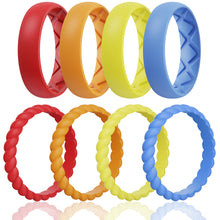 Load image into Gallery viewer, Egnaro Silicone Wedding Bands Women, Inner Arc Ergonomic Breathable Design Silicone Rubber Wedding Bands Rubber Rings for Women