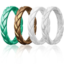 Load image into Gallery viewer, Egnaro Silicone Ring Women Thin Womens Stackable Rings Silicone Rubber Wedding Bands Bridal Jewelry Set Flame Leaves Anniversary Rings Promise Rings