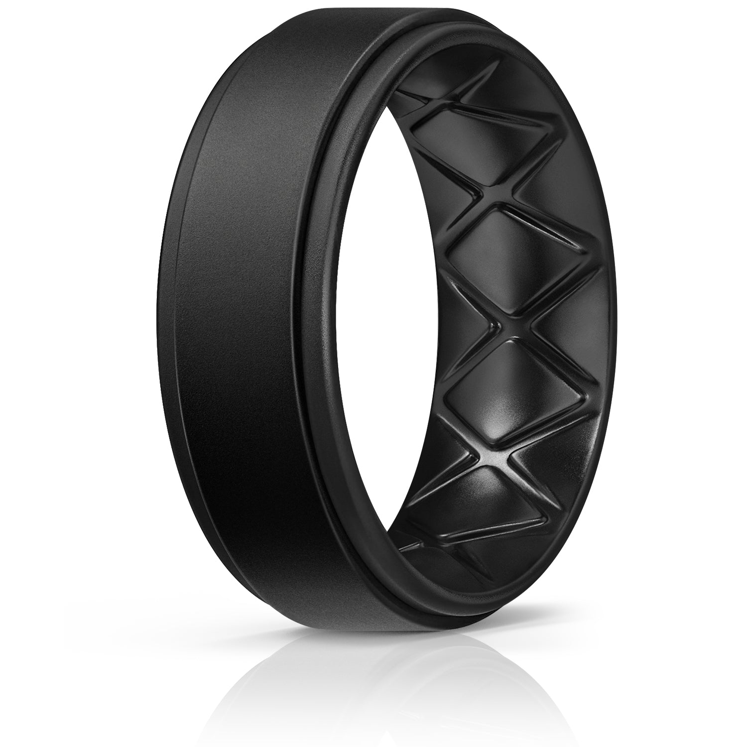 Egnaro Silicone Rings for Men 1 4 6 Multipack of Breathable Mens Silicone Rubber Wedding Rings Bands Step Edge