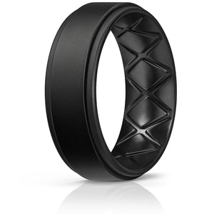 Egnaro Silicone Rings for Men 1/4/6 Multipack of Breathable Mens Silicone Rubber Wedding Rings Bands - Step Edge