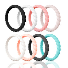 Load image into Gallery viewer, Egnaro Silicone Wedding Ring for Women,Seamless Thin and Stackble Braided Rubber Wedding Bands Rubber Rings for Women
