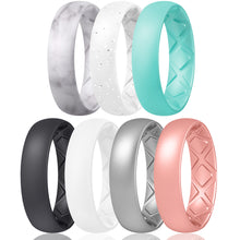 Load image into Gallery viewer, Egnaro Inner Arc Ergonomic Breathable Design, Silicone Rings for Women with Half Sizes, Women&#39;s Silicone Wedding Band, 6mm Wide - 2mm Thick
