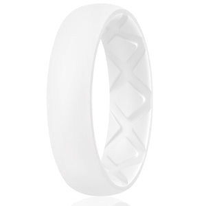 Egnaro Inner Arc Ergonomic Breathable Design, Silicone Rings for Women with Half Sizes, Women's Silicone Wedding Band, 6mm Wide - 2mm Thick