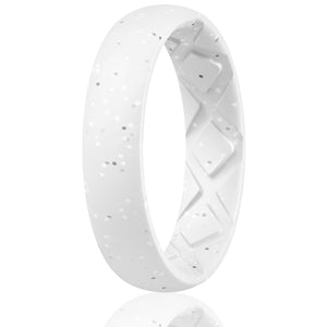 Egnaro Inner Arc Ergonomic Breathable Design, Silicone Rings for Women with half sizes, Women's Silicone Wedding Band，5mm Wide-2mm Thick