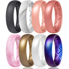 Load image into Gallery viewer, Egnaro Inner Arc Ergonomic Breathable Design, Silicone Rings for Women with Half Sizes, Women&#39;s Silicone Wedding Band, 6mm Wide - 2mm Thick
