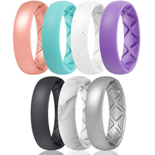 Load image into Gallery viewer, Egnaro Inner Arc Ergonomic Breathable Design, Silicone Rings for Women with Half Sizes, Women&#39;s Silicone Wedding Band, 6mm Wide - 2mm Thick
