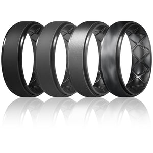 Egnaro Inner Arc Ergonomic Breathable Design, Silicone Rings Mens with Half Sizes, 7 Rings / 4 Rings / 1 Ring Rubber Wedding Bands, 8.5mm Wide-2mm Thick