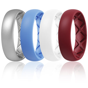 Egnaro Inner Arc Ergonomic Breathable Design, Silicone Rings for Women with Half Sizes, Women's Silicone Wedding Band, 6mm Wide - 2mm Thick