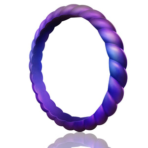 Egnaro Silicone Wedding Ring for Women,Seamless Thin and Stackble Braided Rubber Wedding Bands Rubber Rings for Women