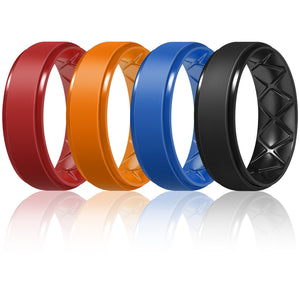 Egnaro Inner Arc Ergonomic Breathable Design, Silicone Rings Mens with Half Sizes, 7 Rings / 4 Rings / 1 Ring Rubber Wedding Bands, 8.5mm Wide-2mm Thick