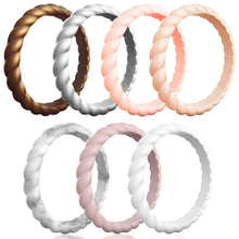 Load image into Gallery viewer, Egnaro Silicone Wedding Ring for Women,Seamless Thin and Stackble Braided Rubber Wedding Bands Rubber Rings for Women

