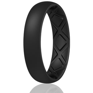 Egnaro Inner Arc Ergonomic Breathable Design, Silicone Rings for Women with half sizes, Women's Silicone Wedding Band，5mm Wide-2mm Thick