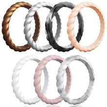 Load image into Gallery viewer, Egnaro Silicone Wedding Ring for Women,Seamless Thin and Stackble Braided Rubber Wedding Bands Rubber Rings for Women
