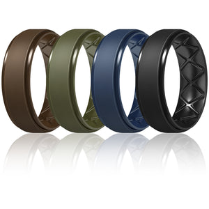 Egnaro Inner Arc Ergonomic Breathable Design, Silicone Rings Mens with Half Sizes, 7 Rings / 4 Rings / 1 Ring Rubber Wedding Bands, 8.5mm Wide-2mm Thick