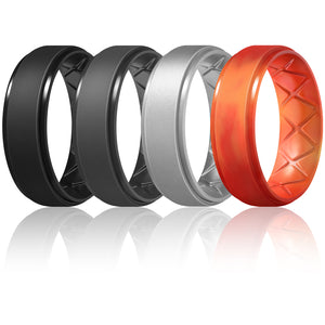 Egnaro Inner Arc Ergonomic Breathable Design, Silicone Rings Mens with Half Sizes, 7 Rings / 4 Rings / 1 Ring Rubber Wedding Bands, 8.5mm Wide-2mm Thick