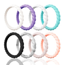 Load image into Gallery viewer, Egnaro Silicone Wedding Ring for Women,Seamless Thin and Stackble Braided Rubber Wedding Bands Rubber Rings for Women
