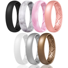 Load image into Gallery viewer, Egnaro Inner Arc Ergonomic Breathable Design, Silicone Rings for Women with half sizes, Women&#39;s Silicone Wedding Band，5mm Wide-2mm Thick
