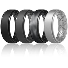 Load image into Gallery viewer, Egnaro Inner Arc Ergonomic Breathable Design, Silicone Rings Mens with Half Sizes, 7 Rings / 4 Rings / 1 Ring Rubber Wedding Bands, 8.5mm Wide-2mm Thick
