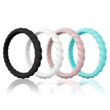 Load image into Gallery viewer, Egnaro Silicone Wedding Ring for Women,Seamless Thin and Stackble Braided Rubber Wedding Bands Rubber Rings for Women
