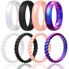 Load image into Gallery viewer, Egnaro Silicone Wedding Bands Women, Inner Arc Ergonomic Breathable Design Silicone Rubber Wedding Bands Rubber Rings for Women
