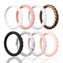 Load image into Gallery viewer, Egnaro Silicone Wedding Ring for Women,Seamless Thin and Stackble Braided Rubber Wedding Bands Rubber Rings for Women

