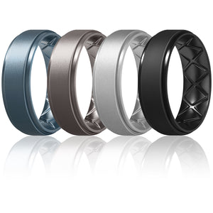 Egnaro Inner Arc Ergonomic Breathable Design, Silicone Rings Mens with Half Sizes, 7 Rings / 4 Rings / 1 Ring Rubber Wedding Bands, 8.5mm Wide-2mm Thick