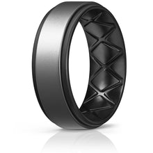 Load image into Gallery viewer, Egnaro Silicone Rings for Men 1/4/6 Multipack of Breathable Mens Silicone Rubber Wedding Rings Bands - Step Edge
