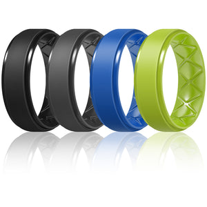 Egnaro Inner Arc Ergonomic Breathable Design, Silicone Rings Mens with Half Sizes, 7 Rings / 4 Rings / 1 Ring Rubber Wedding Bands, 8.5mm Wide-2mm Thick