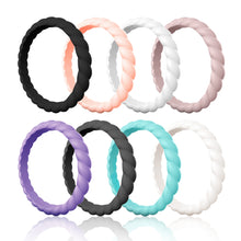 Load image into Gallery viewer, Egnaro Silicone Wedding Ring for Women,Seamless Thin and Stackble Braided Rubber Wedding Bands Rubber Rings for Women
