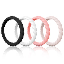 Load image into Gallery viewer, Egnaro Silicone Wedding Ring for Women,Seamless Thin and Stackble Braided Rubber Wedding Bands Rubber Rings for Women
