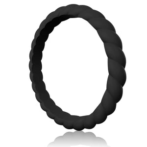 Egnaro Silicone Wedding Ring for Women,Seamless Thin and Stackble Braided Rubber Wedding Bands Rubber Rings for Women