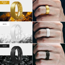 Load image into Gallery viewer, Egnaro Inner Arc Ergonomic Breathable Design, Silicone Rings Mens with Half Sizes, 7 Rings / 4 Rings / 1 Ring Rubber Wedding Bands, 8.5mm Wide-2mm Thick
