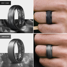 Load image into Gallery viewer, Egnaro Inner Arc Ergonomic Breathable Design, Silicone Rings Mens with Half Sizes, 7 Rings / 4 Rings / 1 Ring Rubber Wedding Bands, 8.5mm Wide-2mm Thick
