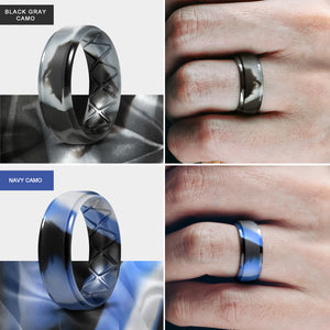 Egnaro Inner Arc Ergonomic Breathable Design, Silicone Rings Mens with Half Sizes, 7 Rings / 4 Rings / 1 Ring Rubber Wedding Bands, 8.5mm Wide-2mm Thick