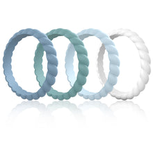 Load image into Gallery viewer, Egnaro Silicone Wedding Ring for Women,Seamless Thin and Stackble Braided Rubber Wedding Bands Rubber Rings for Women
