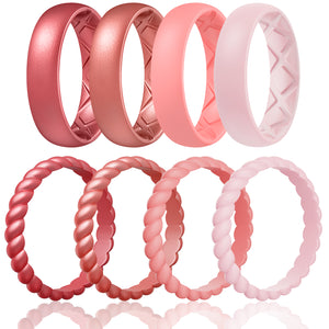 Egnaro Silicone Wedding Bands Women, Inner Arc Ergonomic Breathable Design Silicone Rubber Wedding Bands Rubber Rings for Women