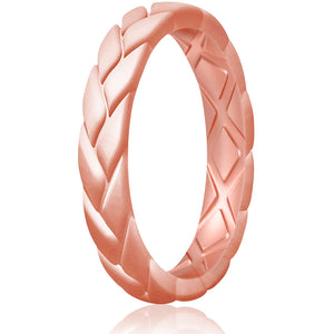 Egnaro Silicone Ring Women Thin Womens Stackable Rings Silicone Rubber Wedding Bands Bridal Jewelry Set Flame Leaves Anniversary Rings Promise Rings